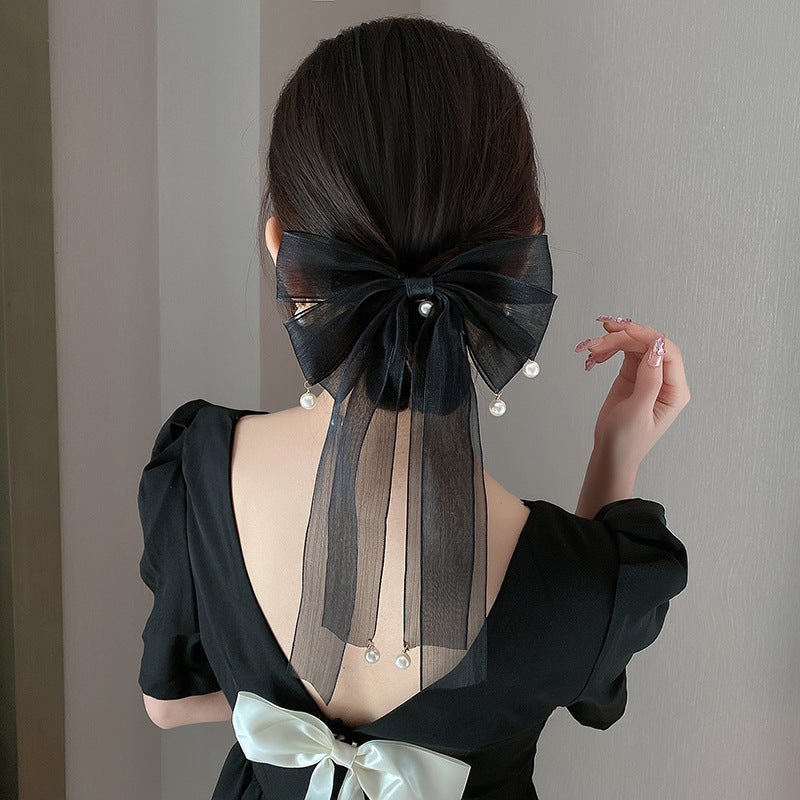 Floating ribbon bow Hair Clips