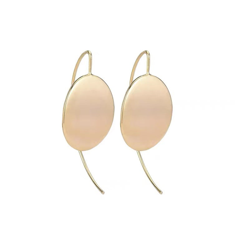 S925 Silver Needle Metal Simple Fashion Bright Face Earrings