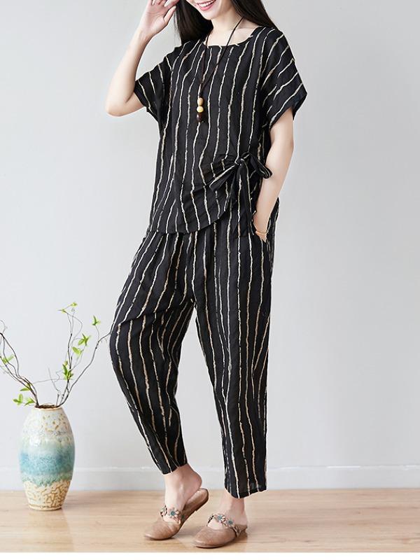 SUMMER NEW OVERSIZE STRIPED CASUAL PANTS SUIT - Zebrant