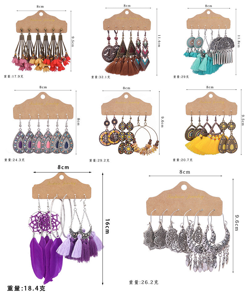 Tassel flowers large circle vintage earrings