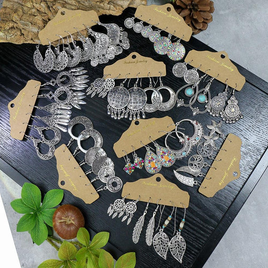 Vintage ethnic openwork fringed bead earrings