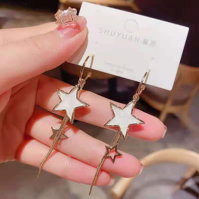 Bowknot geometric tassel long pearl rhinestone earrings