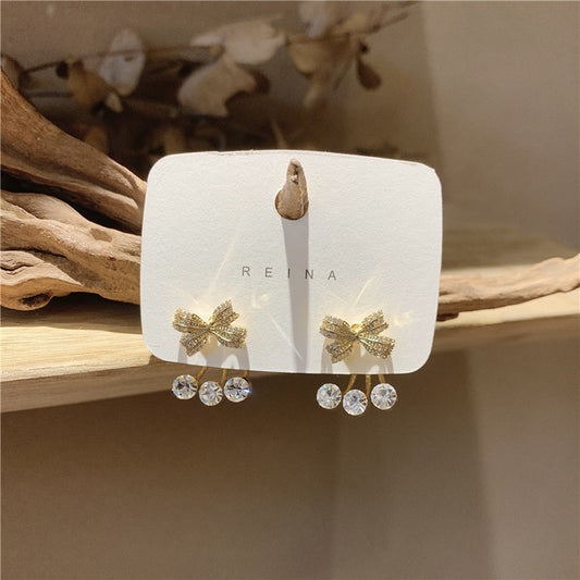 Simple bow knot S925 silver needle earrings