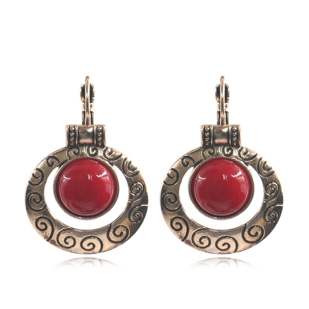 Rice bead round earrings