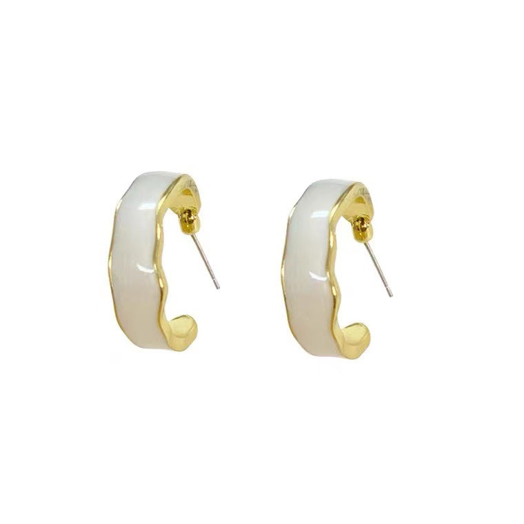 S925 silver pin C-type minimalist geometric semicircle earrings