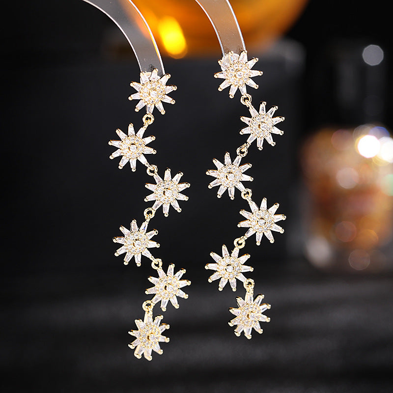 Long sunflower earrings