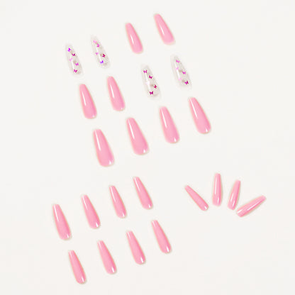 Pink laser Butterfly PRESS ON NAILS