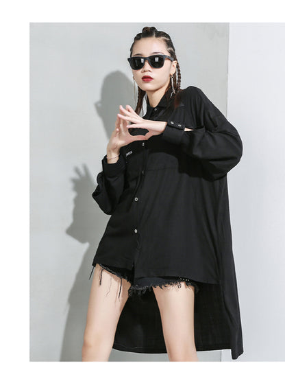 Loose Print Shirt Cropped Lapel Shirt