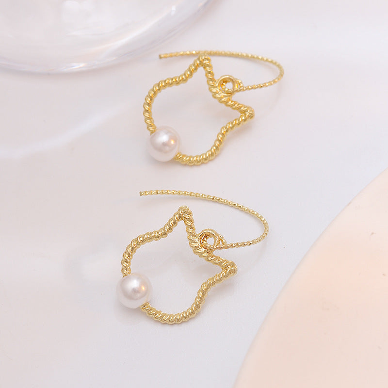 S925 Silver Needle Cat Earrings