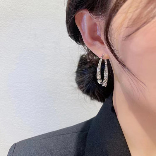 S925 silver needle crossed fishtail earrings