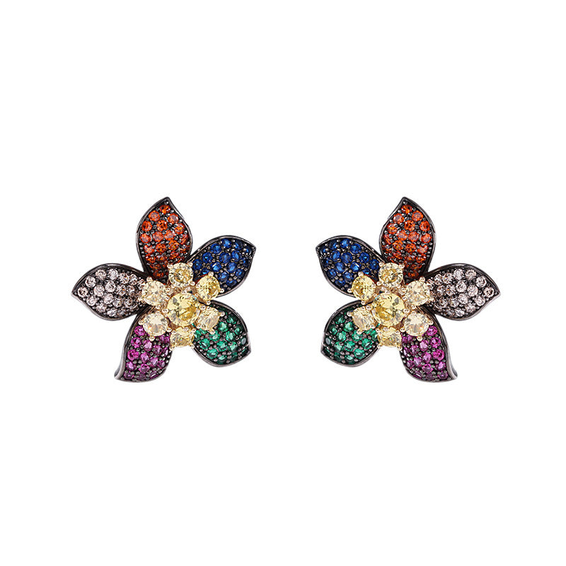 Colorful petals colored zircon earrings