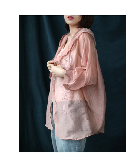 VINTAGE EMBROIDERED LINEN SUN-PROOF THIN OUTWEAR