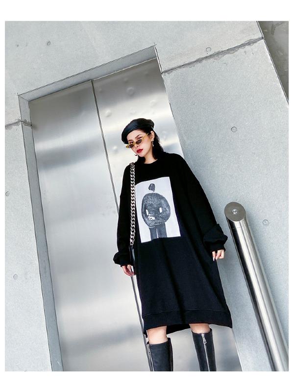 PRINTED ROUND NECK LOOSE SWEATSHIRT - Zebrant