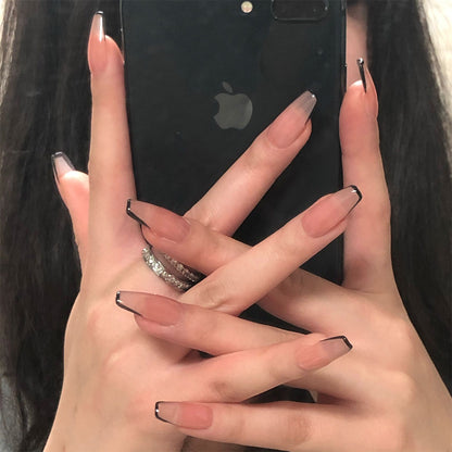 Black French short Ballet PRESS ON NAILS