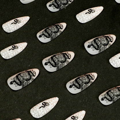 Black snake flower PRESS ON NAILS