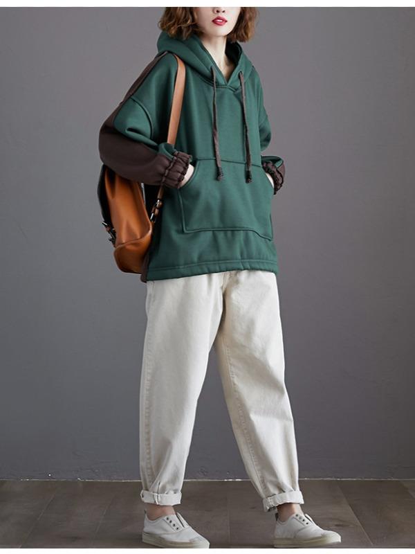 LOOSE CASUAL THICKENING STITCHING HOODIE - Zebrant