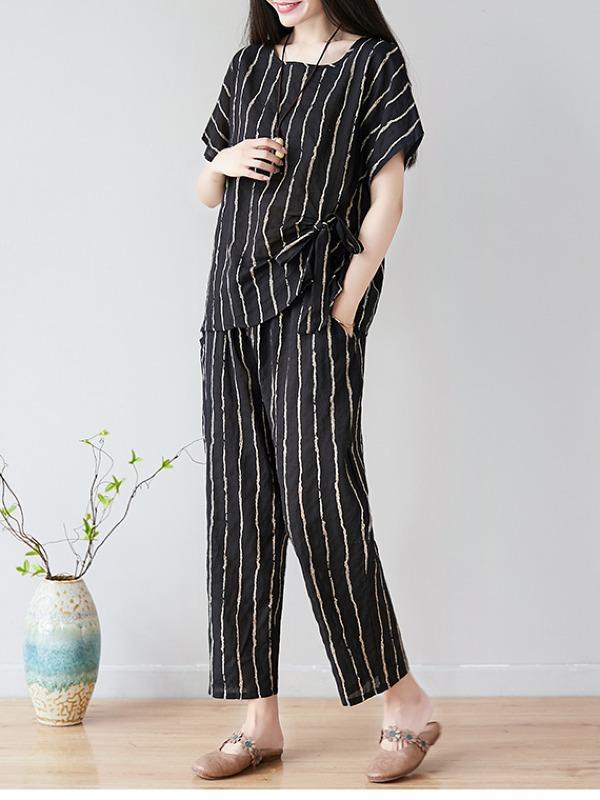 SUMMER NEW OVERSIZE STRIPED CASUAL PANTS SUIT - Zebrant