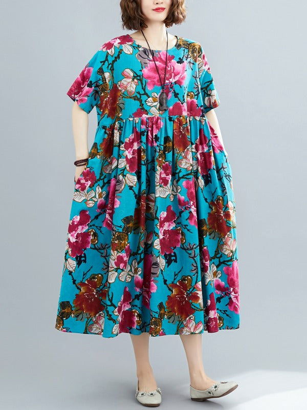 LOOSE FLOWER PRINTING NATIONAL DRESS