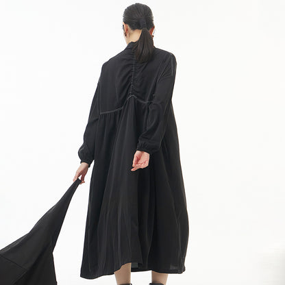 Fashionable loose and slim oversize women's dress with bright line decoration