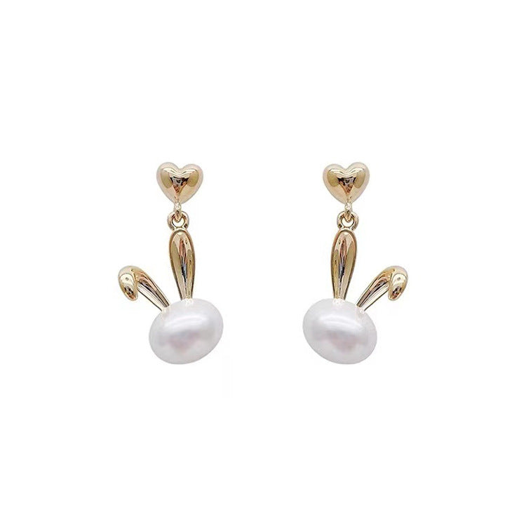Fashion rabbit Pearl cute bunny pendant love earrings