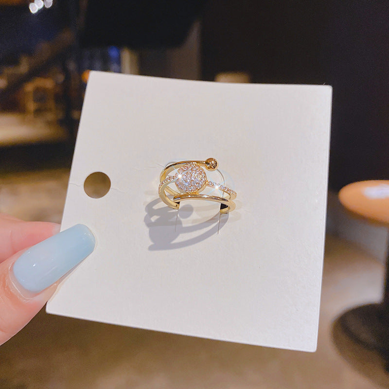 Wholesale copper inlaid zircon opening adjustable ring