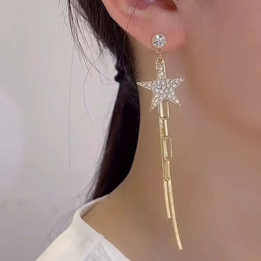 the myth of the moon stars S925 silver needle earrings