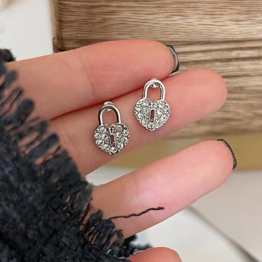 Concentric lock design sense of love lock earrings