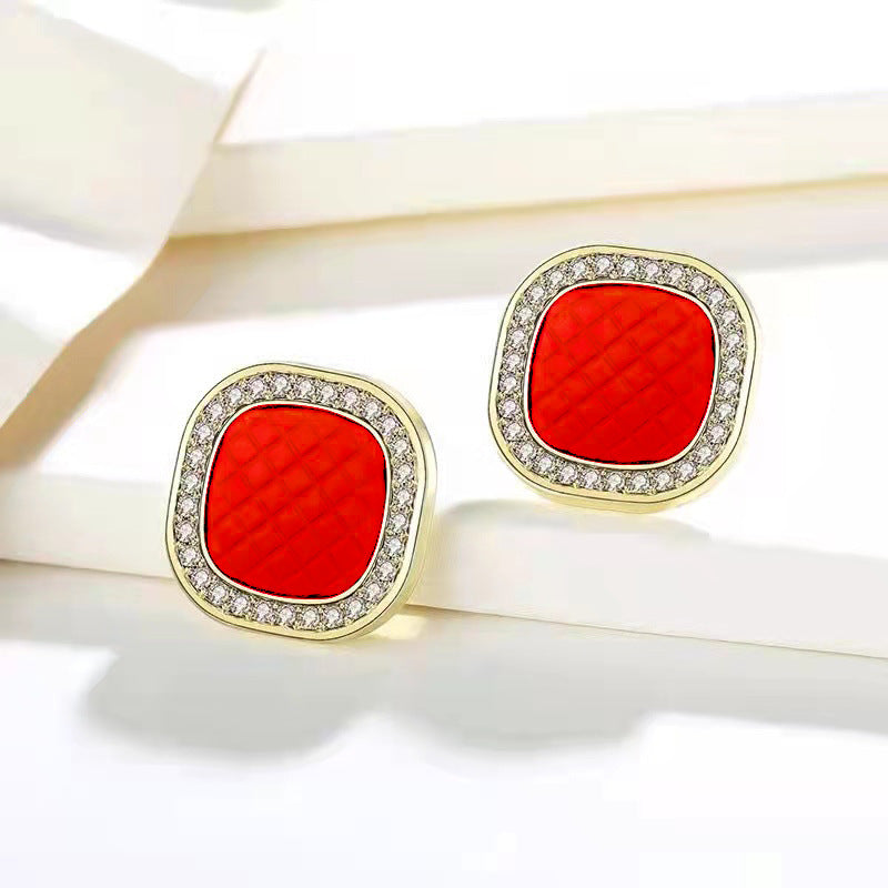Red festive earrings