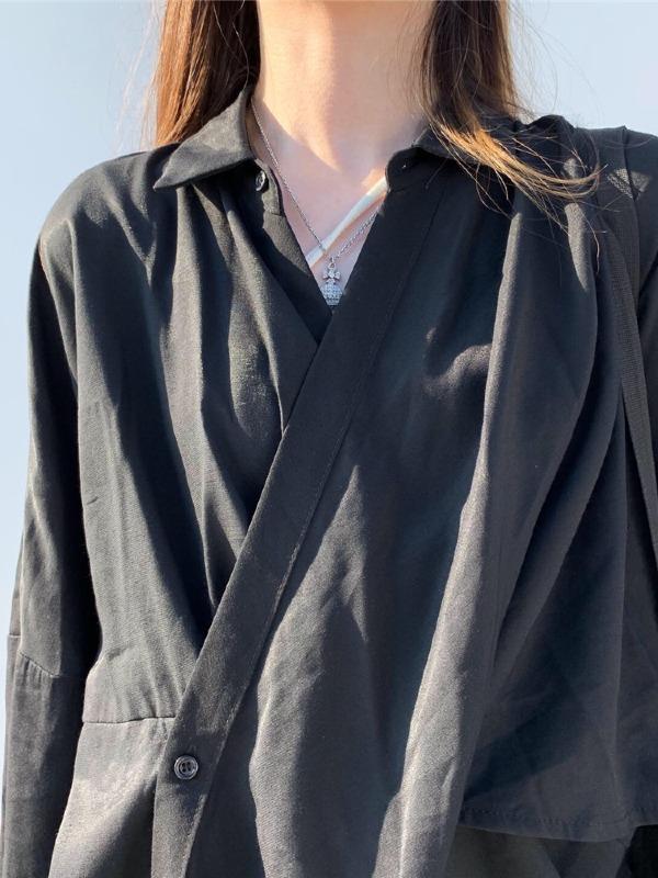 Original Solid Irregularity Shirt Dress