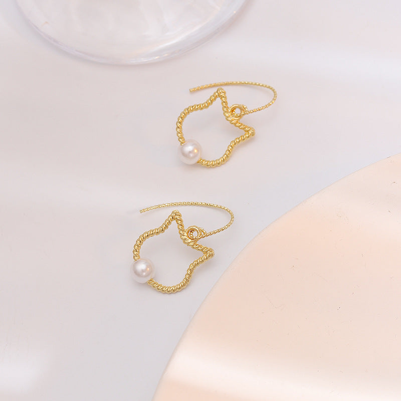 S925 Silver Needle Cat Earrings