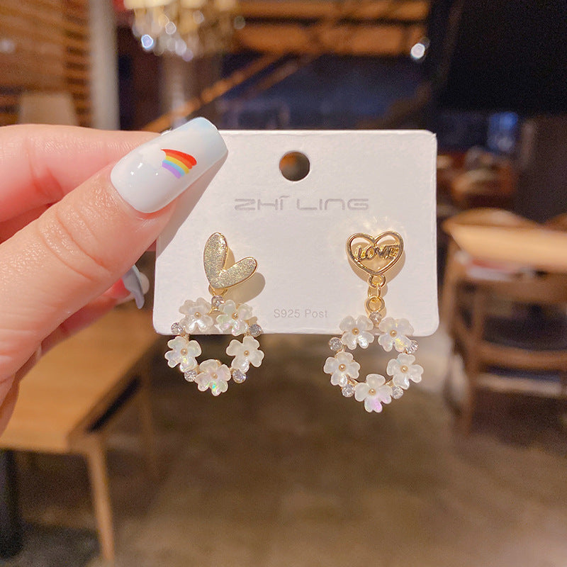 WHOLESALE shell flowers love earrings