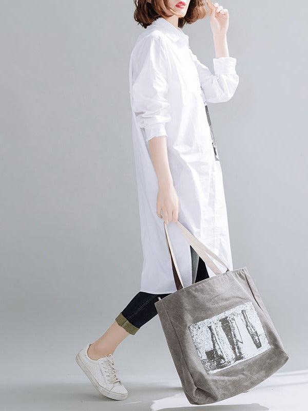 Loose Letter Print Long Shirt