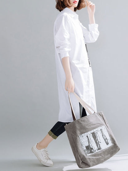 Loose Letter Print Long Shirt