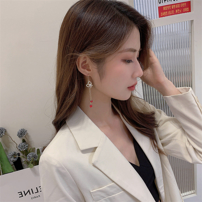 Red three-dimensional full diamond Ball Earrings