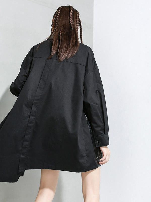 Loose Print Cropped Lapel Shirt