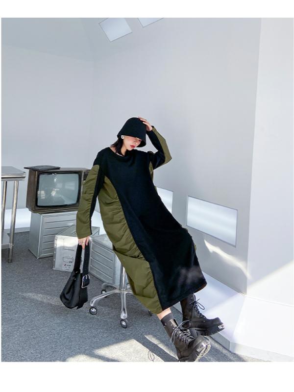 SPLICING PLEATED LOOSE MAXI DRESS - Zebrant