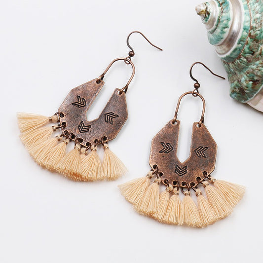 Bohemian fashion long tassel earrings