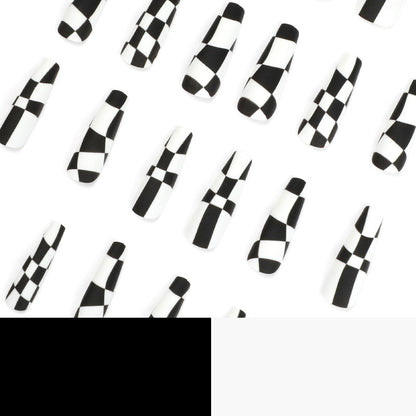 Black and white checkerboard PRESS ON NAILS