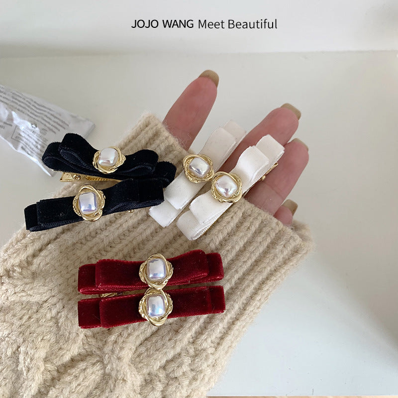 Bow pearl Hair Clips
