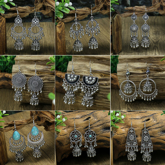 Rice bead bell tassel vintage earrings