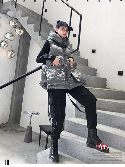 THICK HOODED SHORT VEST COAT