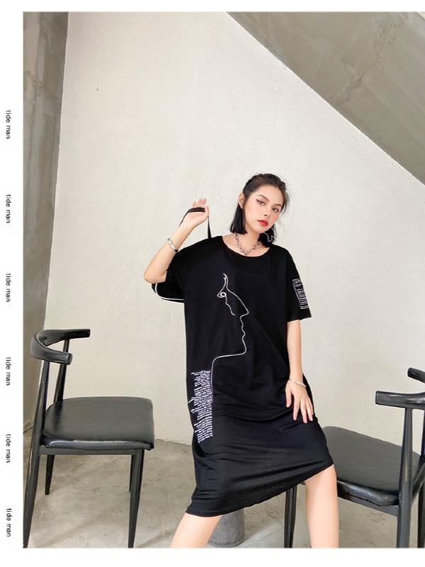 Fashion Irregularity Letter Print Dress