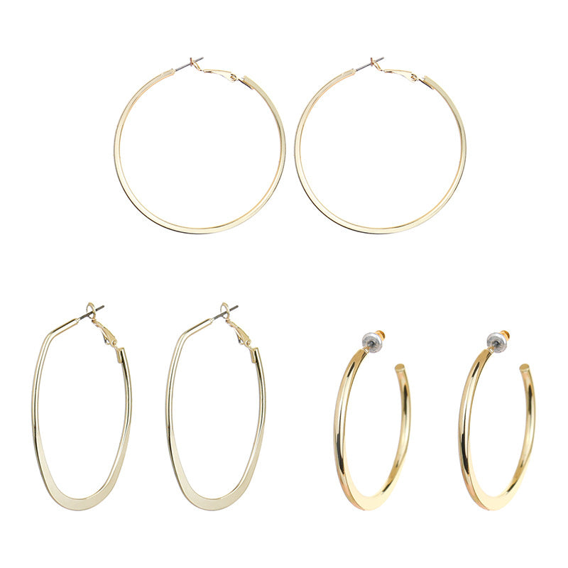 Geometric ring frosted earrings