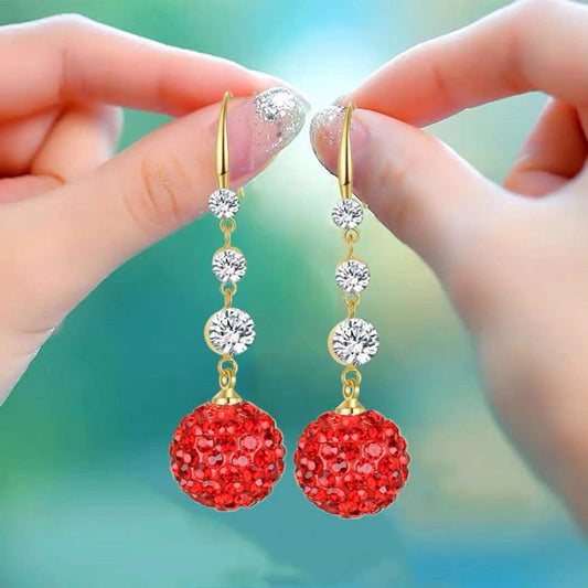 Wholesale long red diamond ball Tassel Earrings