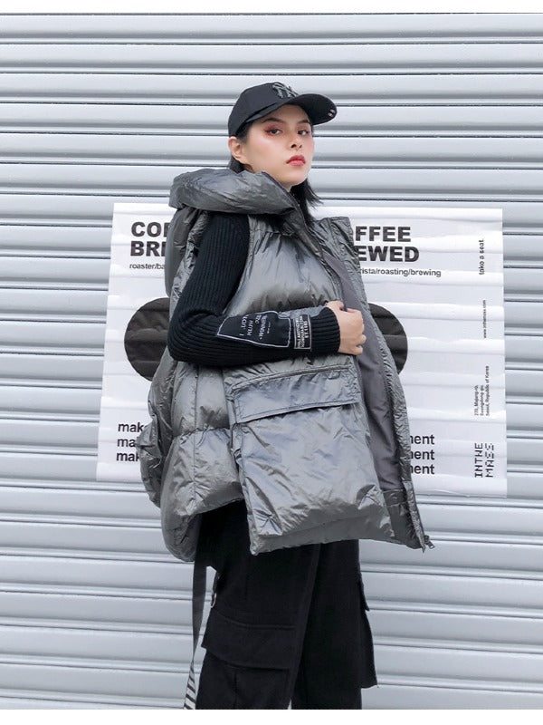 THICK HOODED SHORT VEST COAT
