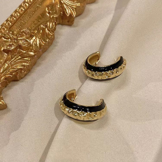 S925 Silver Needle Vintage C Earrings