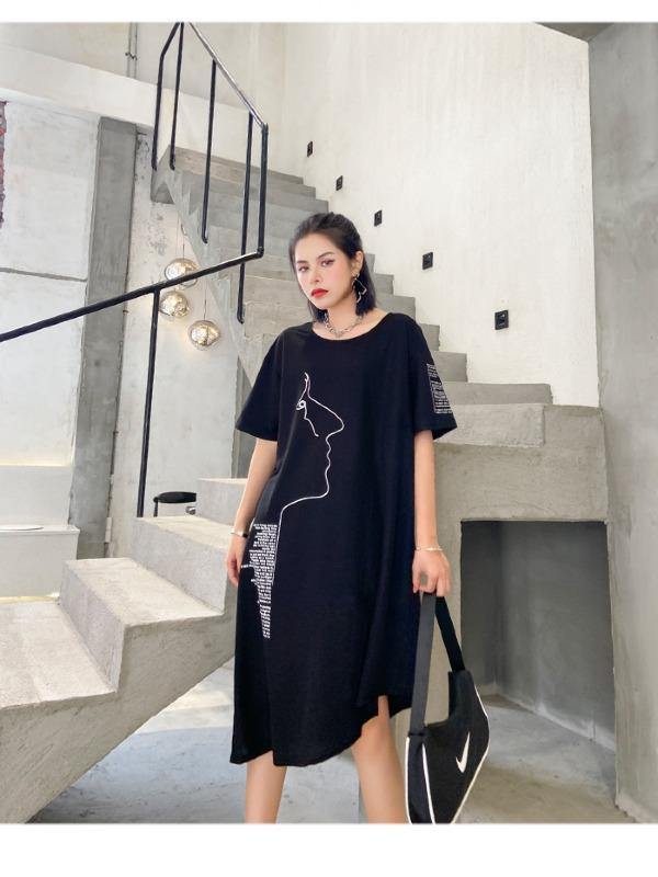 Fashion Irregularity Letter Print Dress