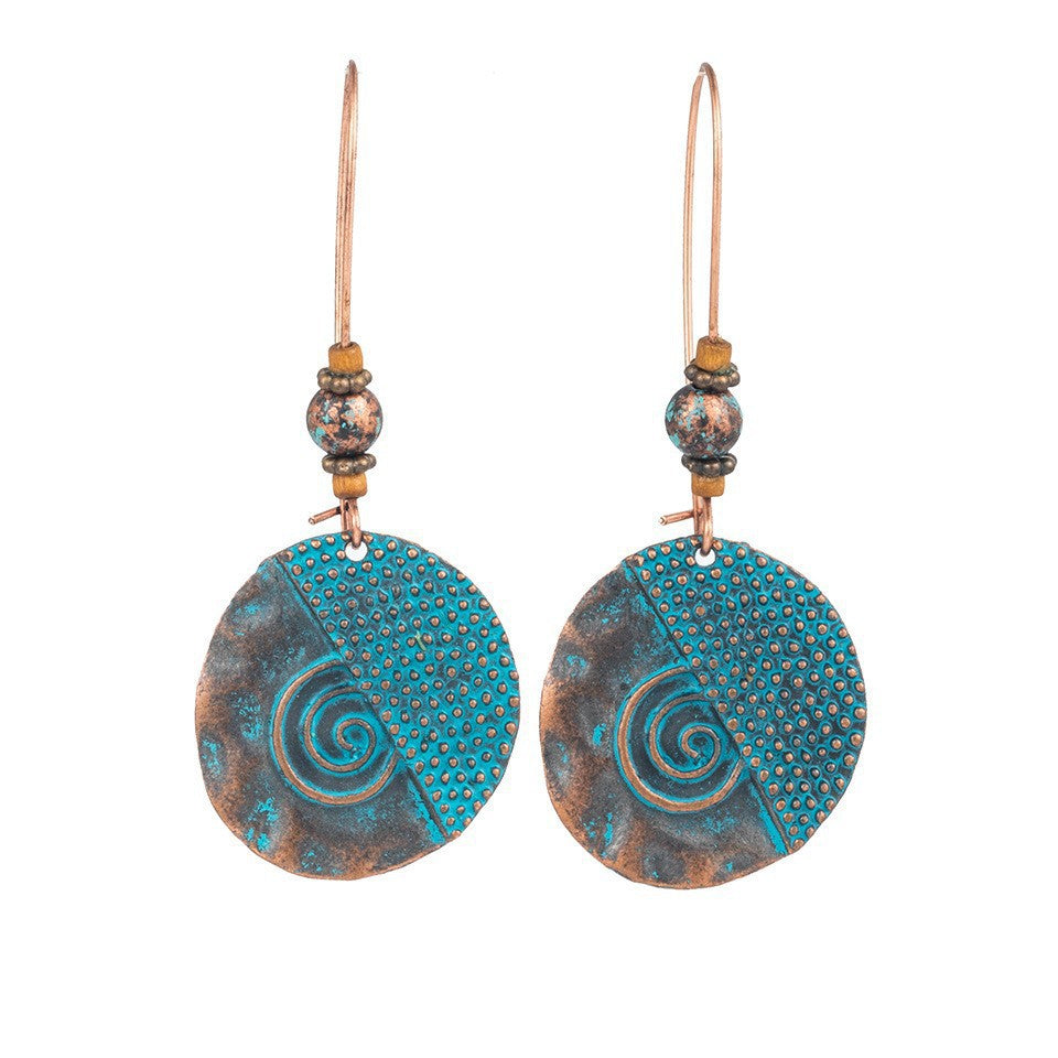 Alloy earrings openwork leaf turquoise earrings