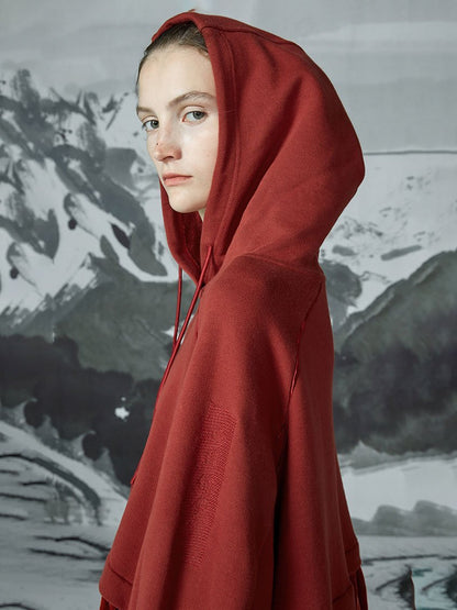 Autumn Spliced Crimson Sweatshirt And Calf Skirt