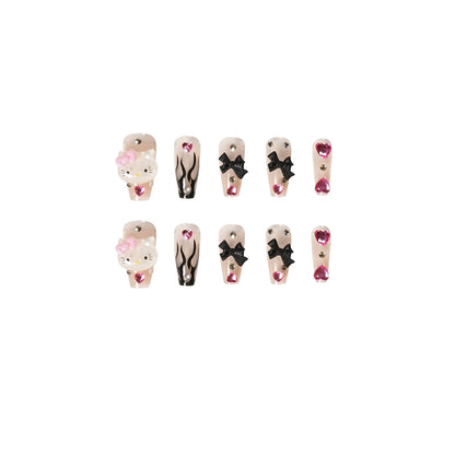 Hot girl black flame PRESS ON NAILS